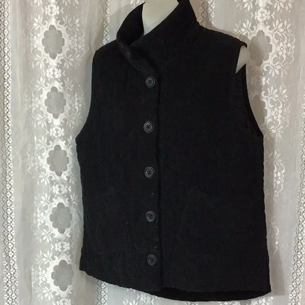 Habitat Clothes To Live In Women Jacket Vest Black Size SM 100% Cotton Courduroy